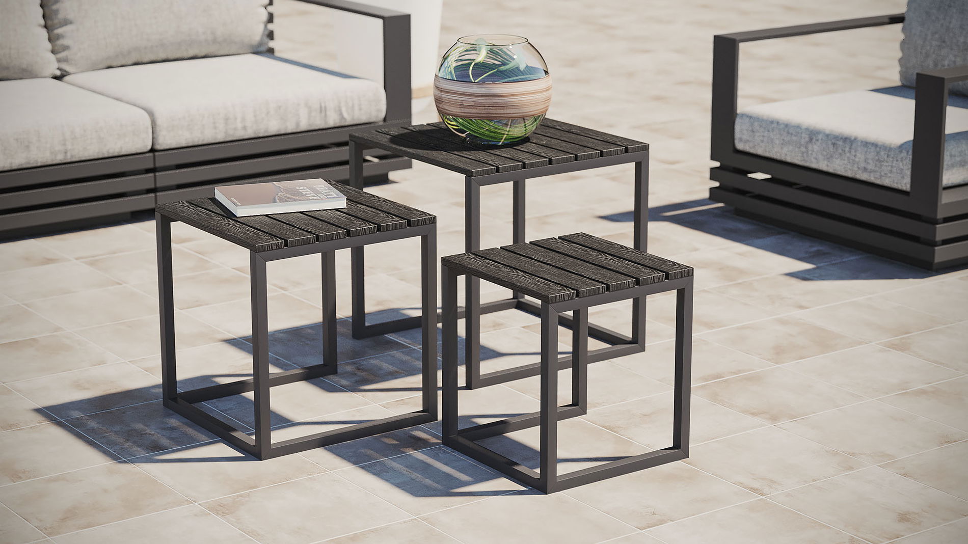 Conjunto de 3 mesas auxiliares