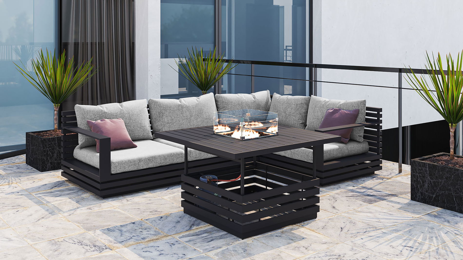 RN-1 S con mesa brasero de gas