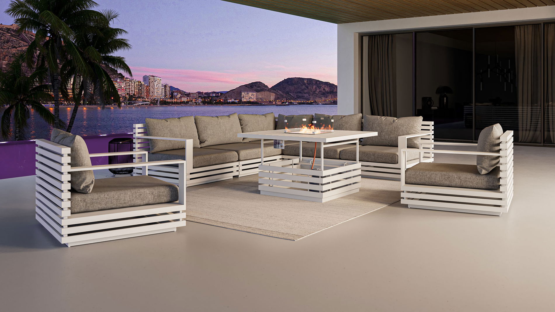 RN-1 XL con mesa brasero de gas