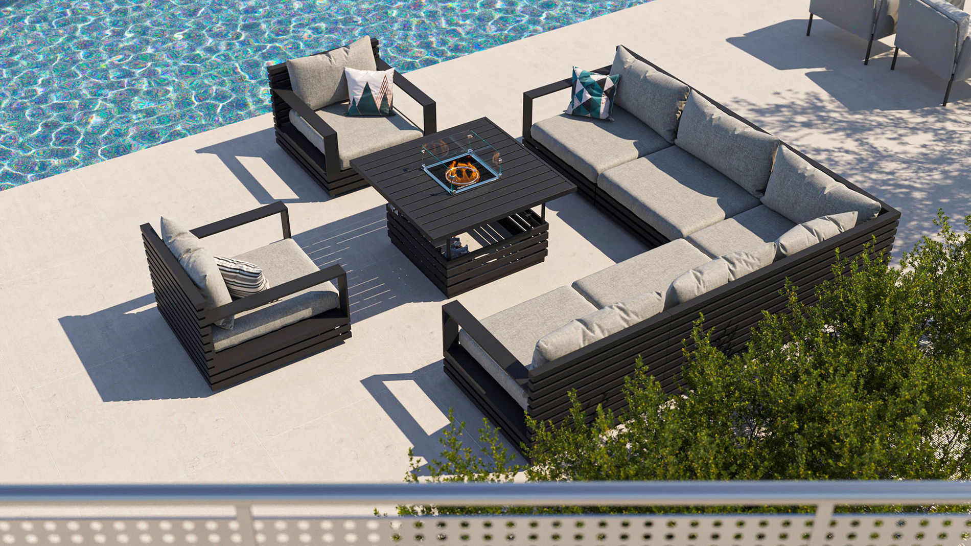 RN-1 XL con mesa brasero de gas