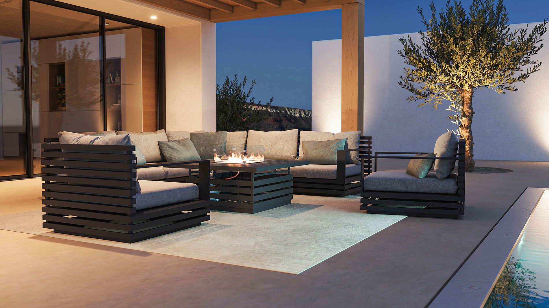 RN-1 XL con mesa brasero de gas