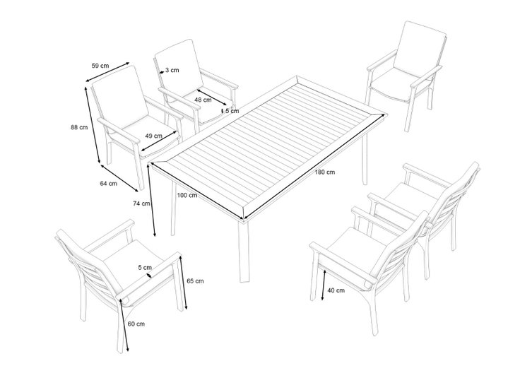 Dimensiones del producto - Saida Dining  L