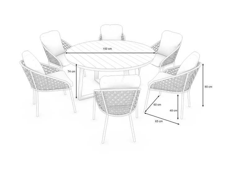 Dimensiones del producto - Sunaro Dining L