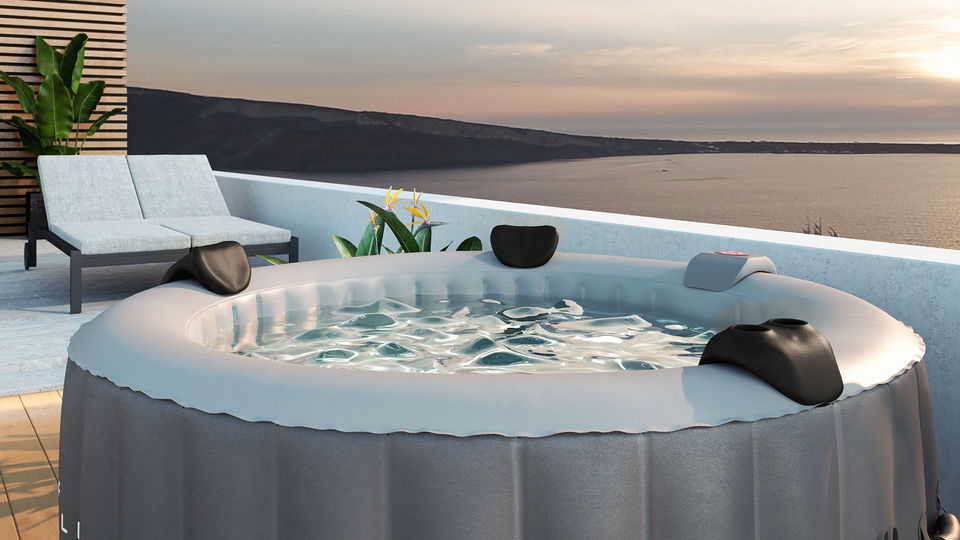 Adquirible por separado: 1 juego de 2 apoyacabezas y 1 portavasos para Spa inchable MAUI / MADAGASCAR