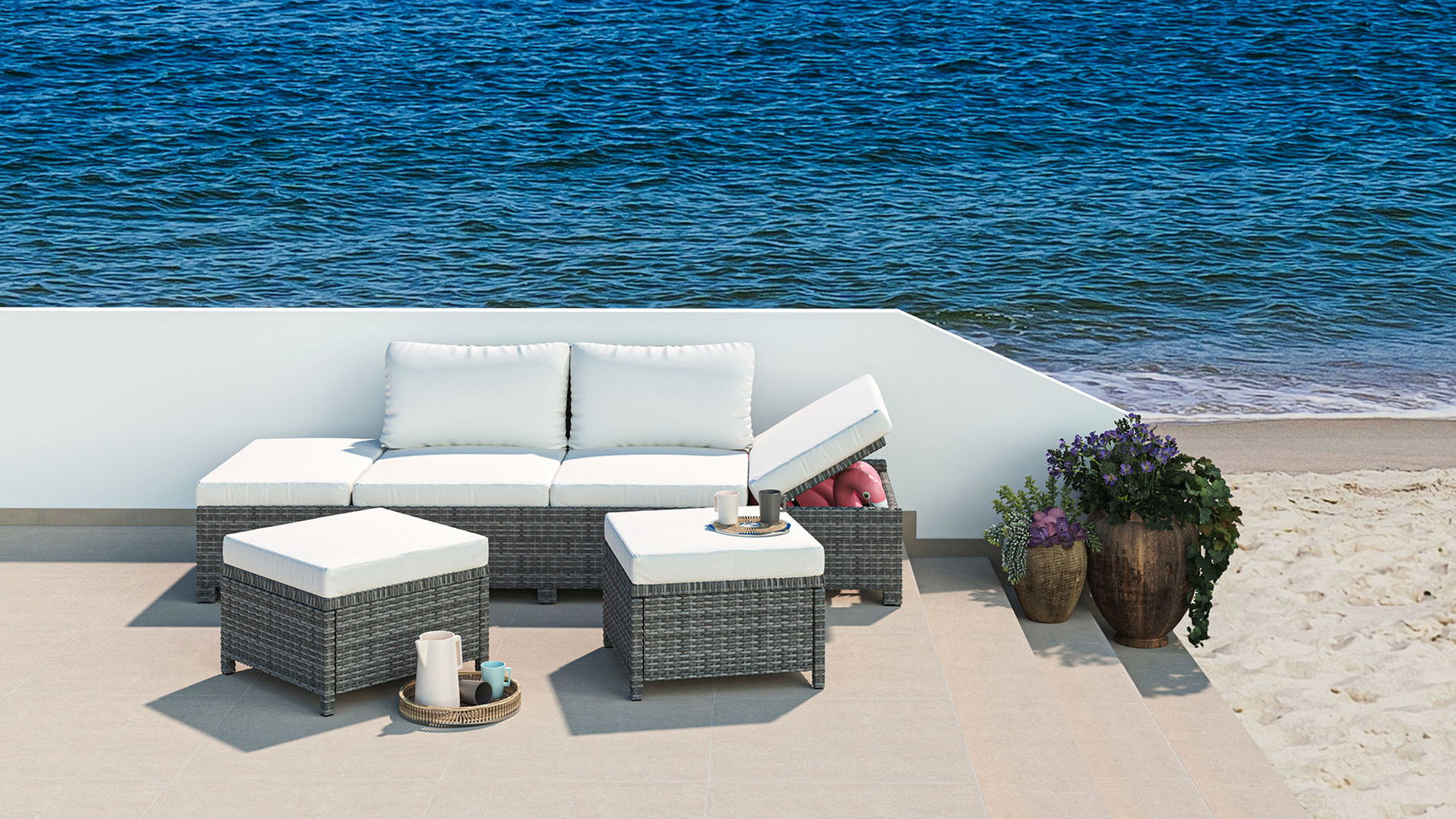 Lugano (Rattan Gris ceniza)