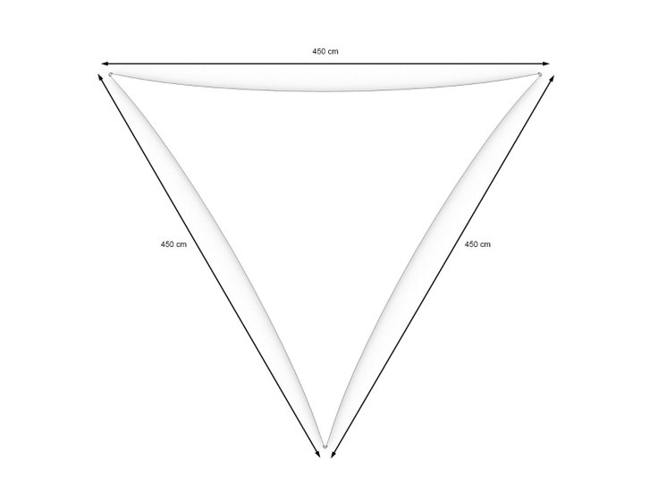 Dimensiones del producto - Toldo triangular - 4,5m