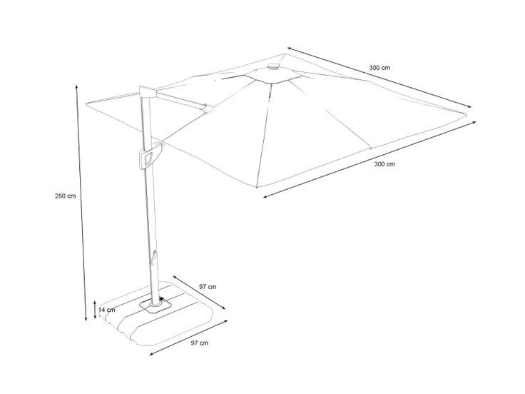 Dimensiones del producto - Louvre con luz LED