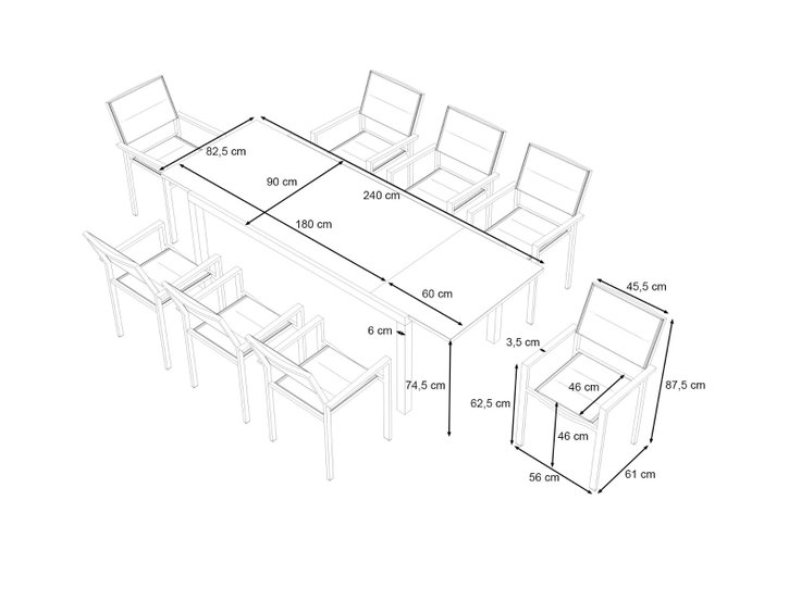 Dimensiones del producto - Fabio Dining XL
