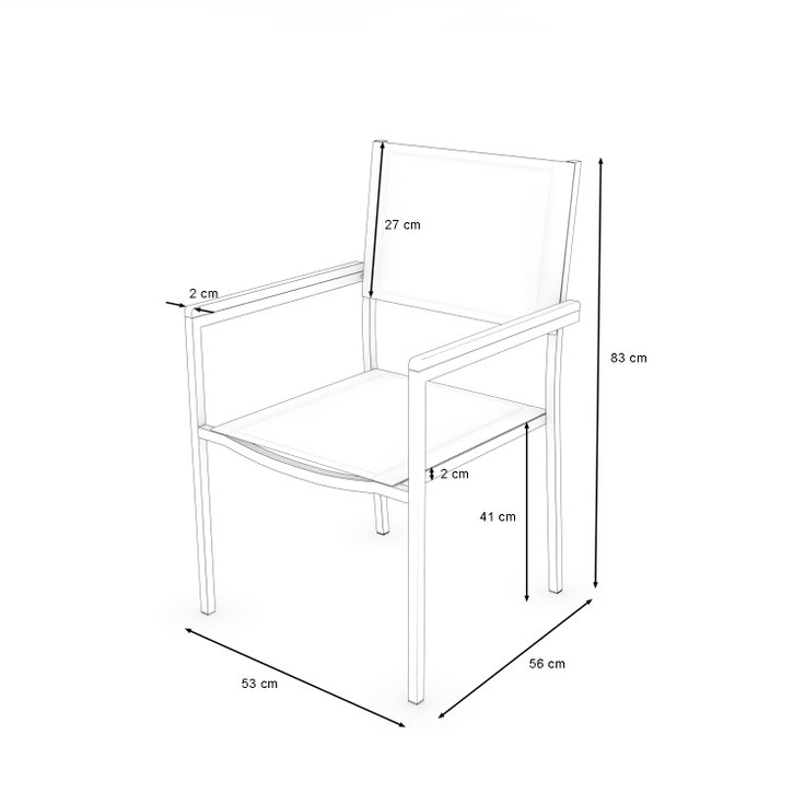 Dimensiones del producto - Mango Silla