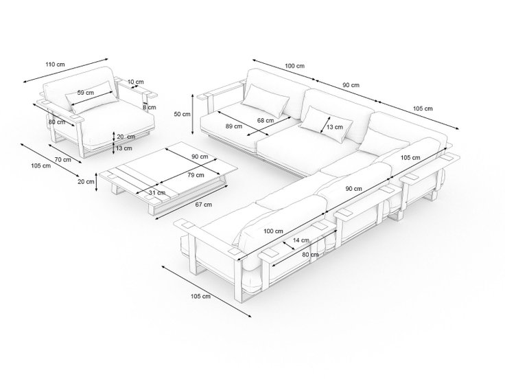 Dimensiones del producto - Aura Lounge L