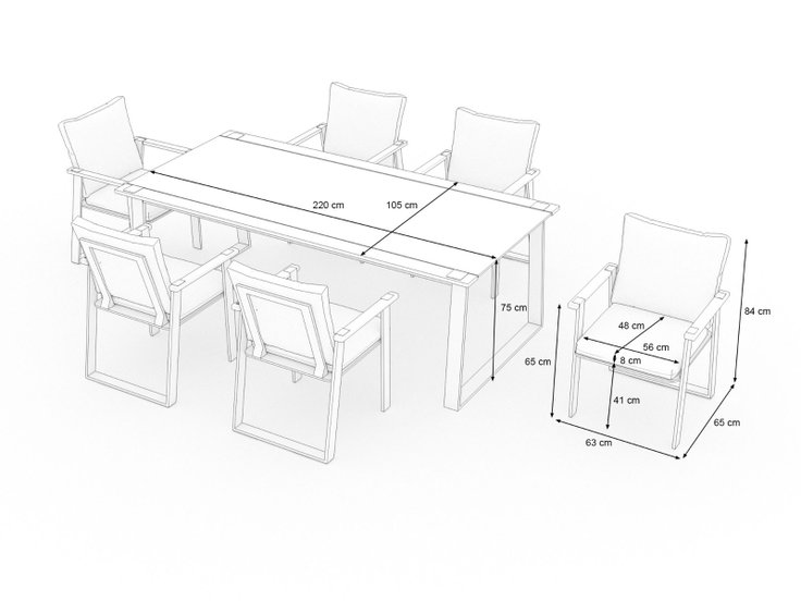 Dimensiones del producto - Aura Dining L