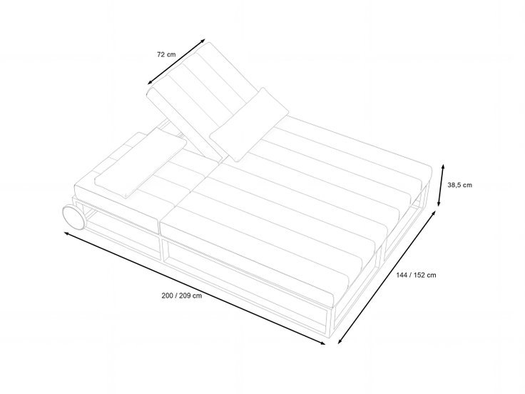 Dimensiones del producto - Stripe Tumbona doble