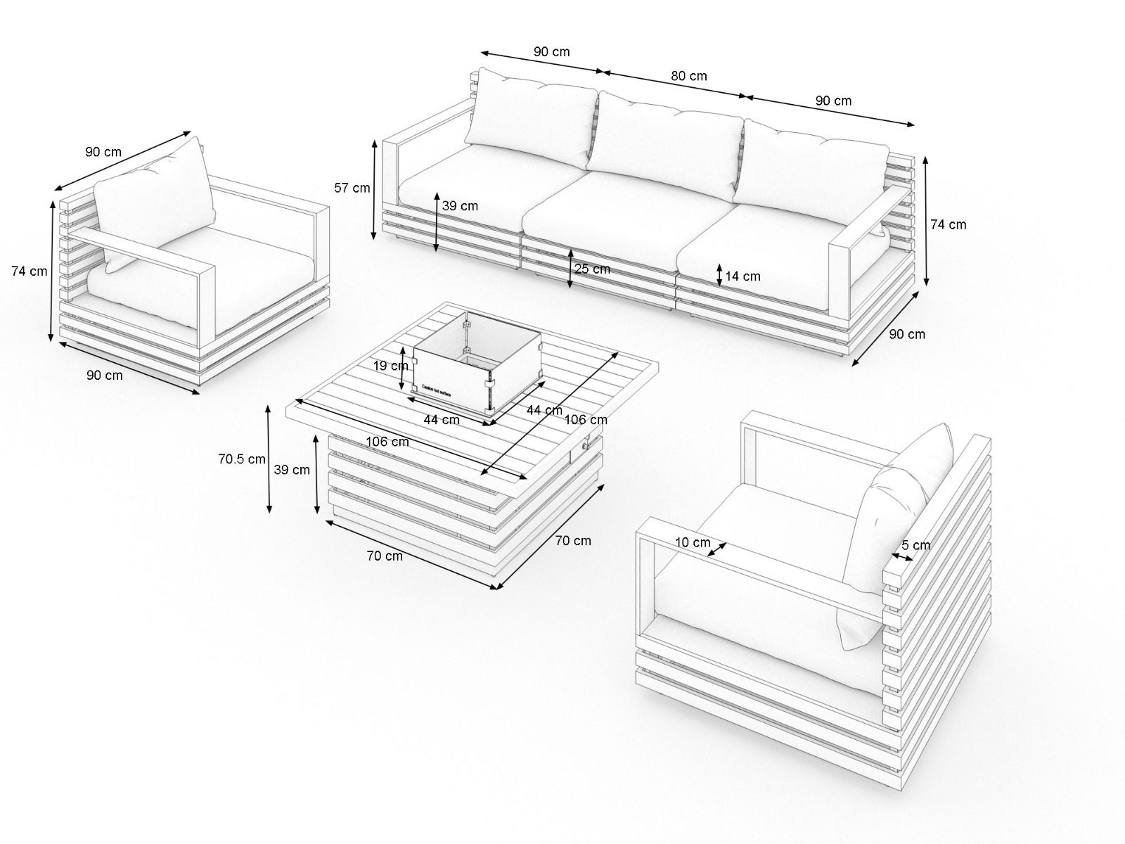 RN-4 M con mesa brasero de gas