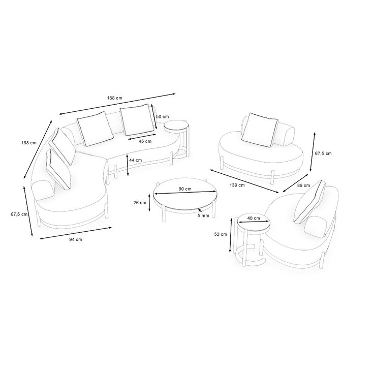 Dimensiones del producto - Ovana Lounge XL
