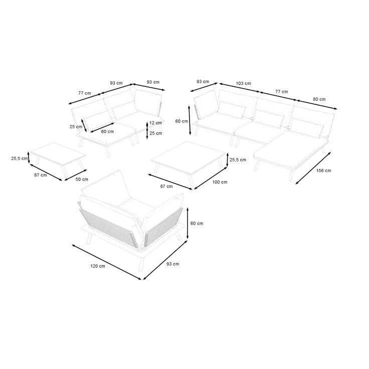 Dimensiones del producto - Zanoa Lounge XL