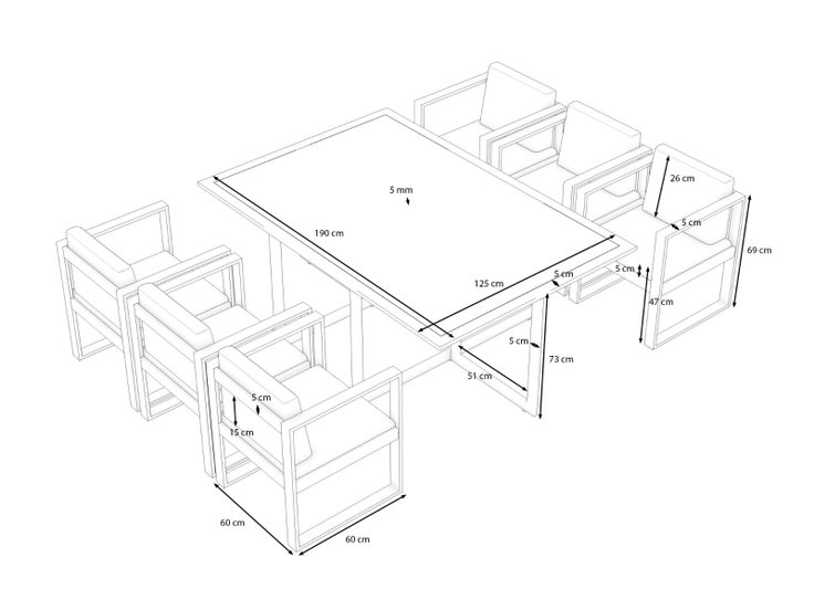 Dimensiones del producto - Ricardo Dining L