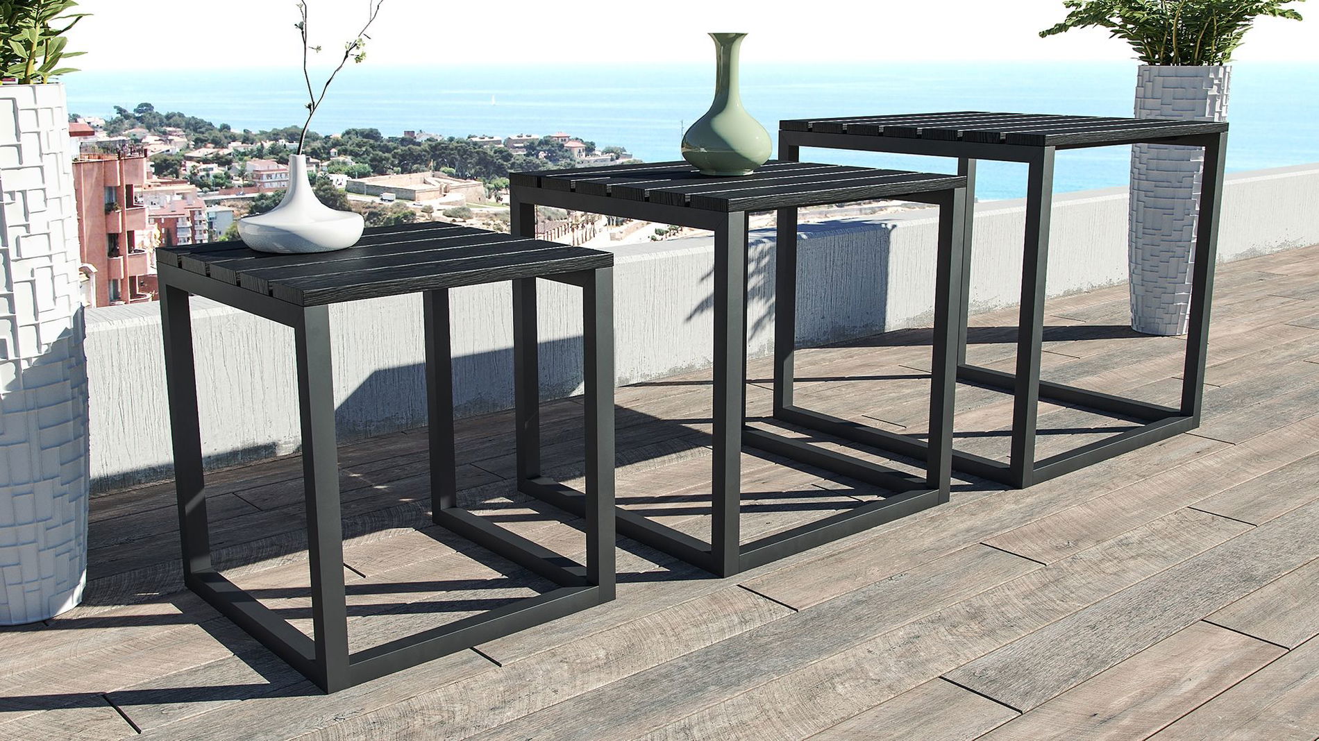 Conjunto de 3 mesas auxiliares