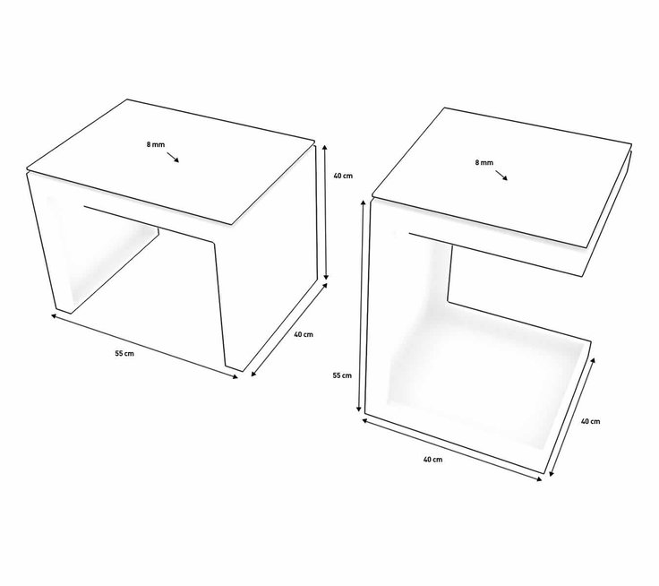 Dimensiones del producto - Mesa auxiliar convertible