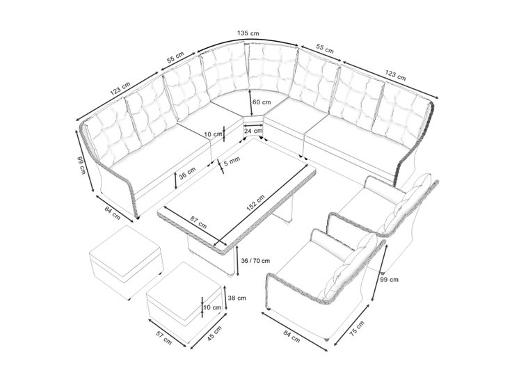 Dimensiones del producto - Emma Dining XL
