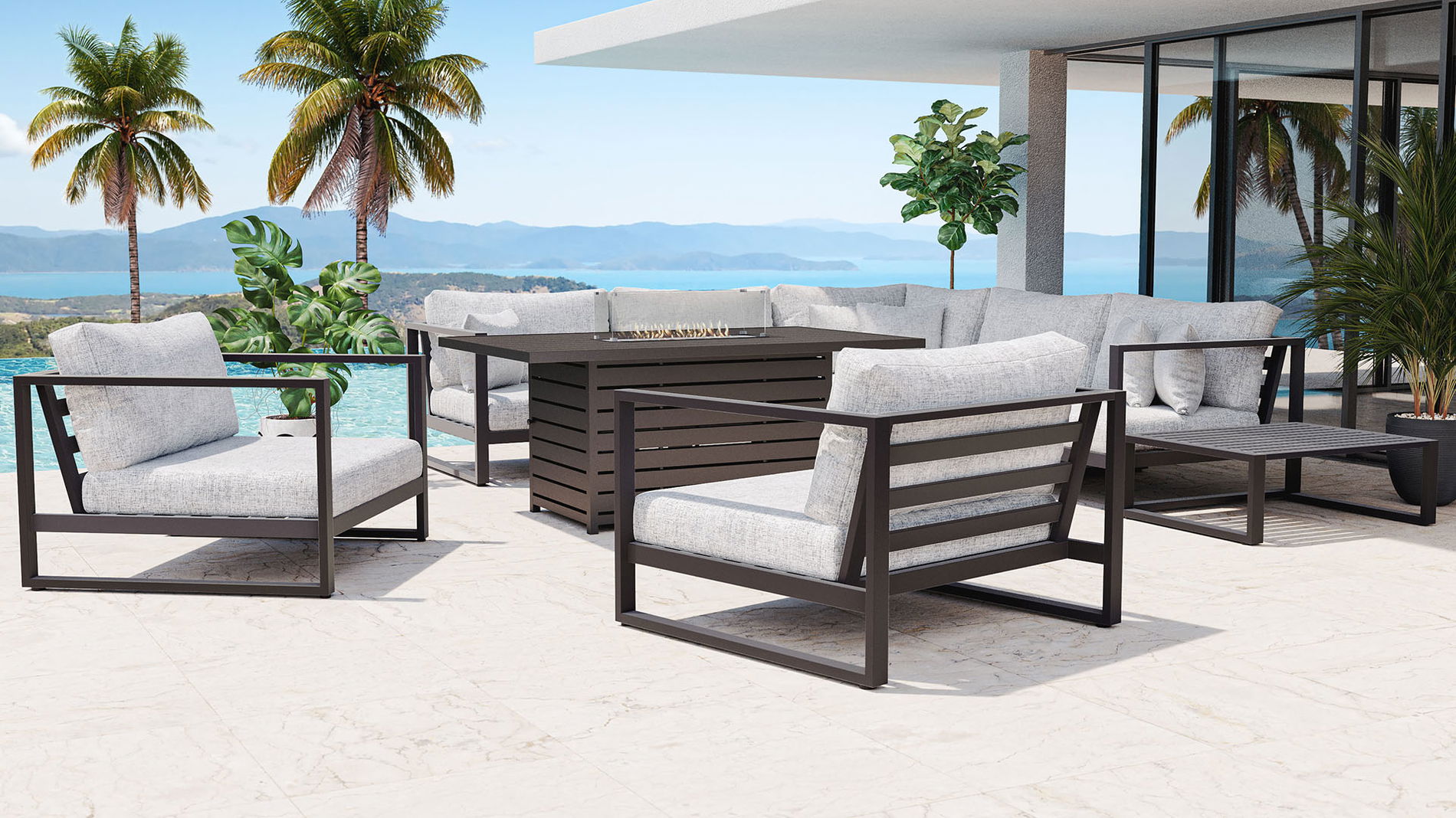 Matteo XL con mesa brasero de gas