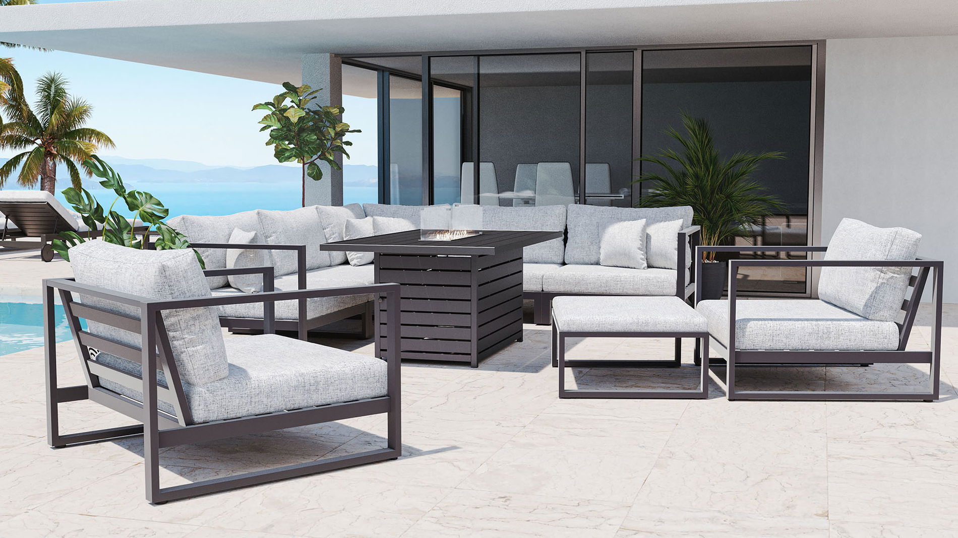 Matteo XL con mesa brasero de gas