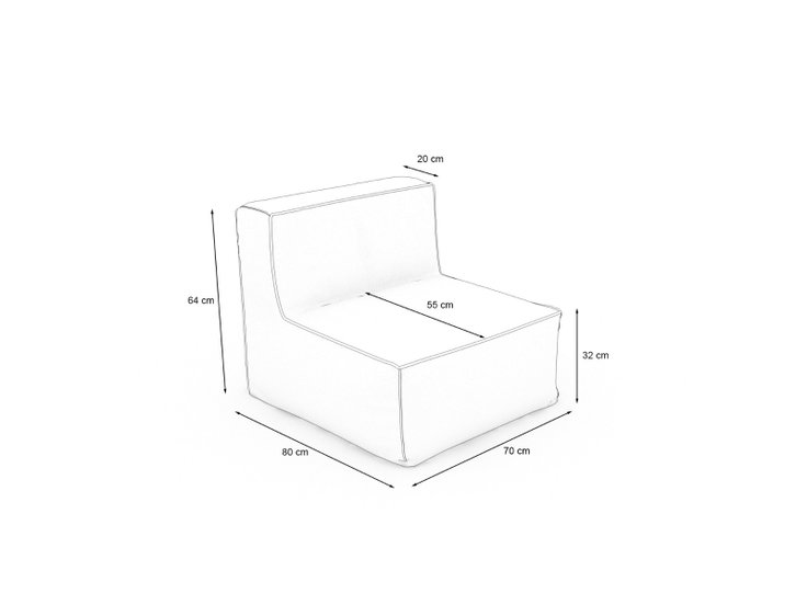 Dimensiones del producto - SAMBA - Sillón central para sofá modular